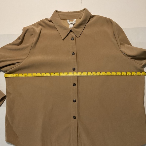 Talbots Button Up Shirt Jacket Suede Look Stretch Tan Shacket - Picture 4 of 8